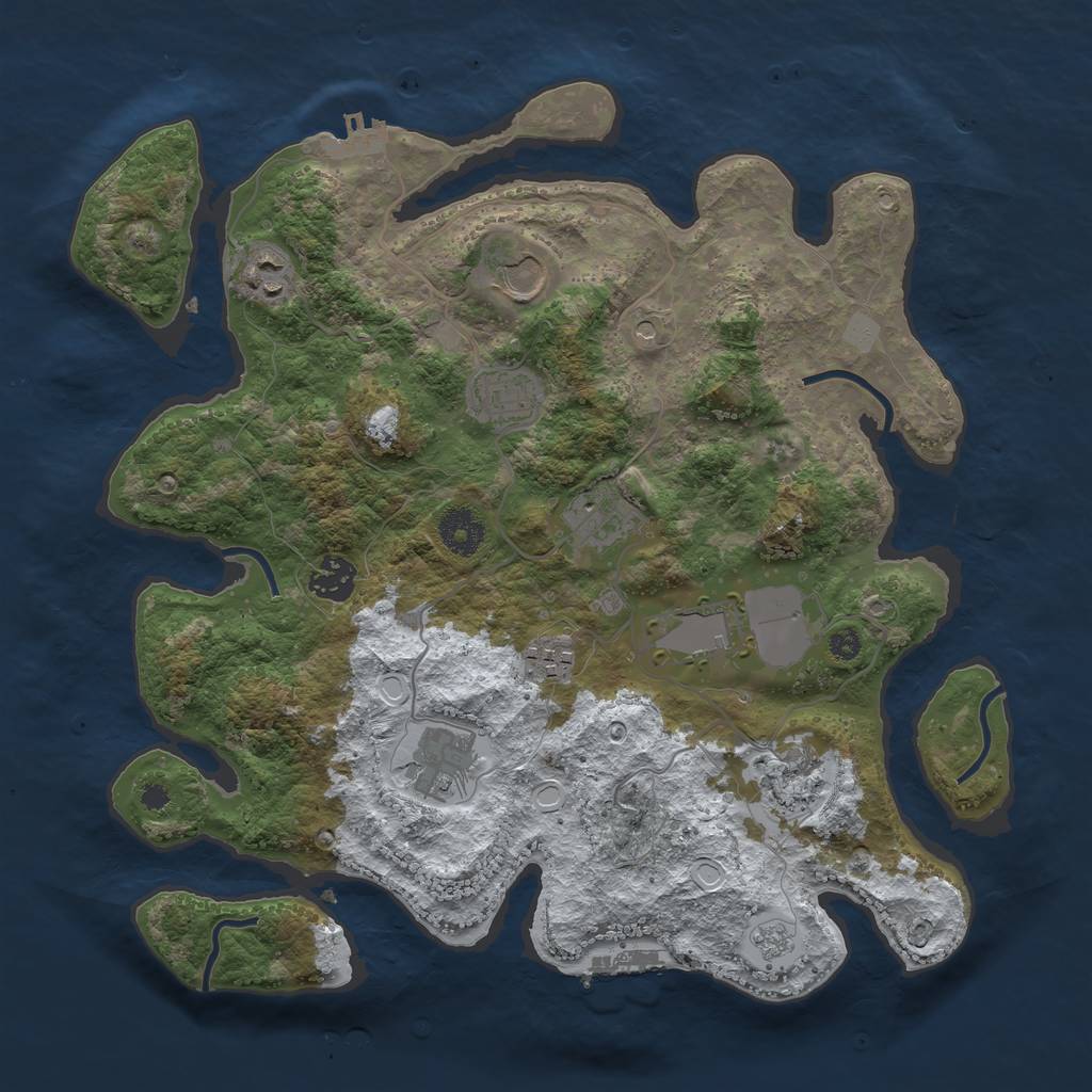 Rust Map: Procedural Map, Size: 3550, Seed: 786887, 18 Monuments