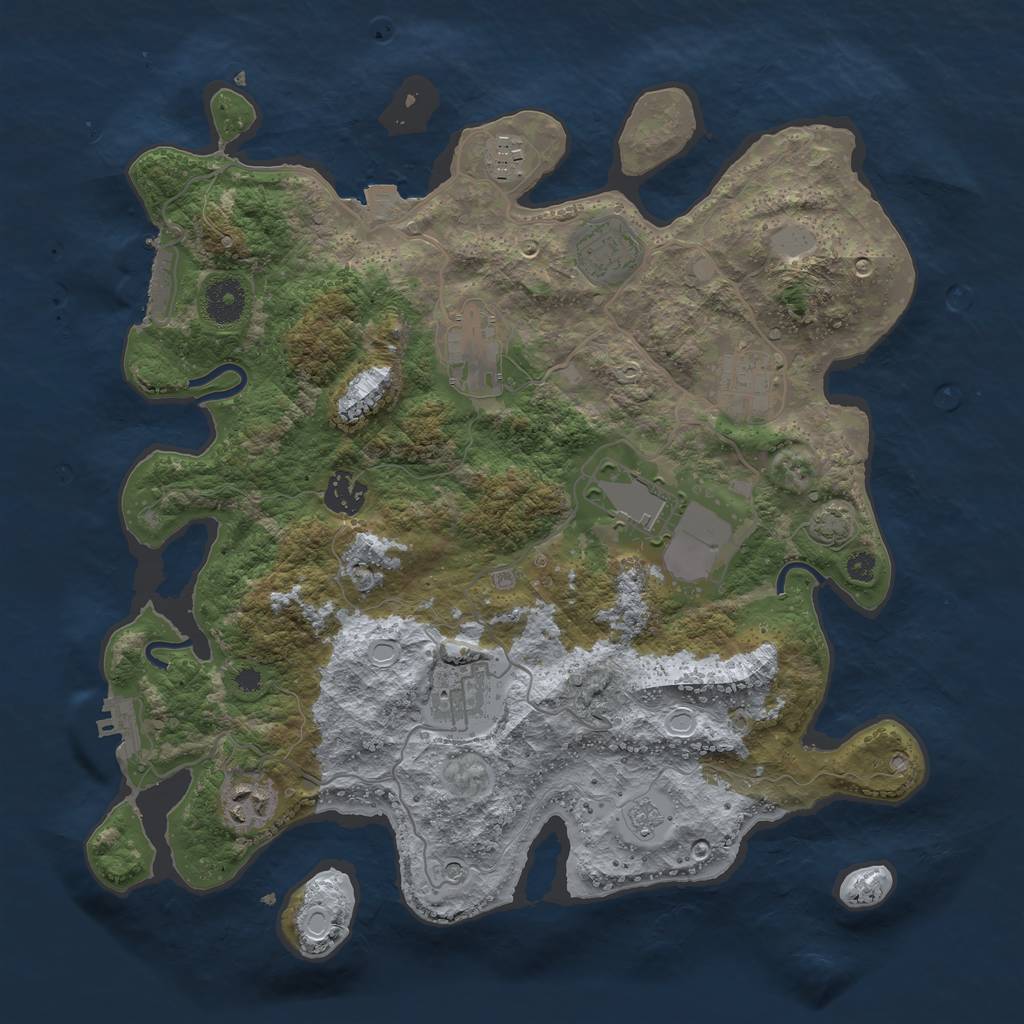 Rust Map: Procedural Map, Size: 3600, Seed: 1129627452, 16 Monuments