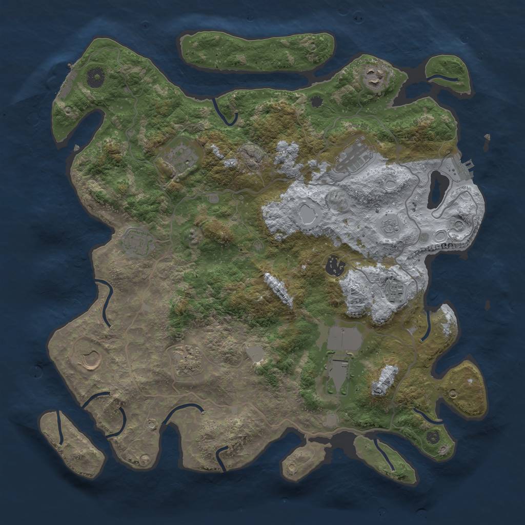 Rust Map: Procedural Map, Size: 4000, Seed: 757462, 16 Monuments