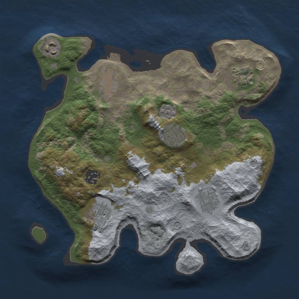 Rust Map: Barren, Size: 3000, Seed: 50000, 11 Monuments