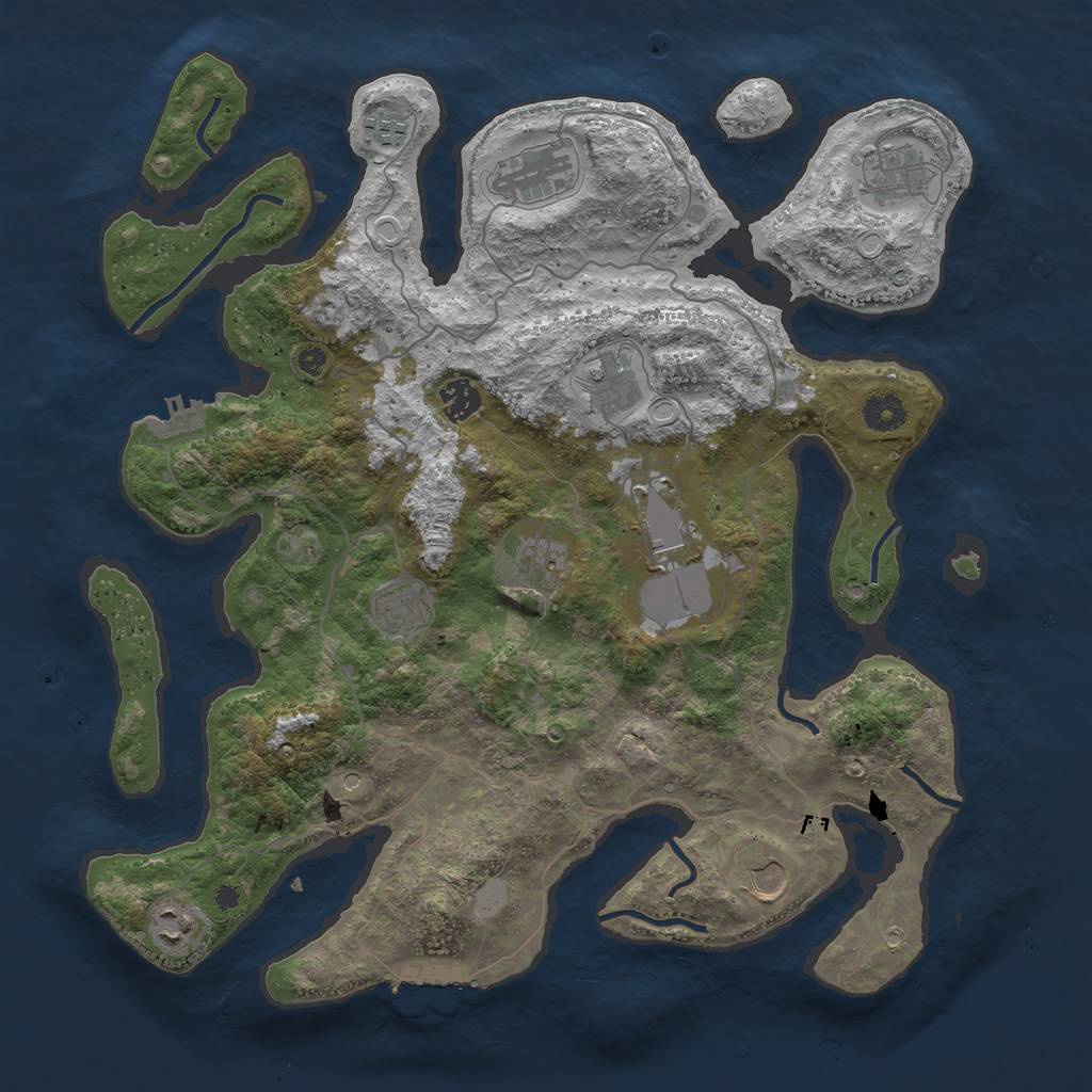 Rust Map: Procedural Map, Size: 4000, Seed: 1457359017, 18 Monuments