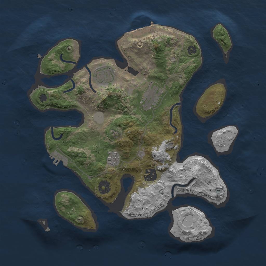 Rust Map: Procedural Map, Size: 3000, Seed: 57193172, 11 Monuments