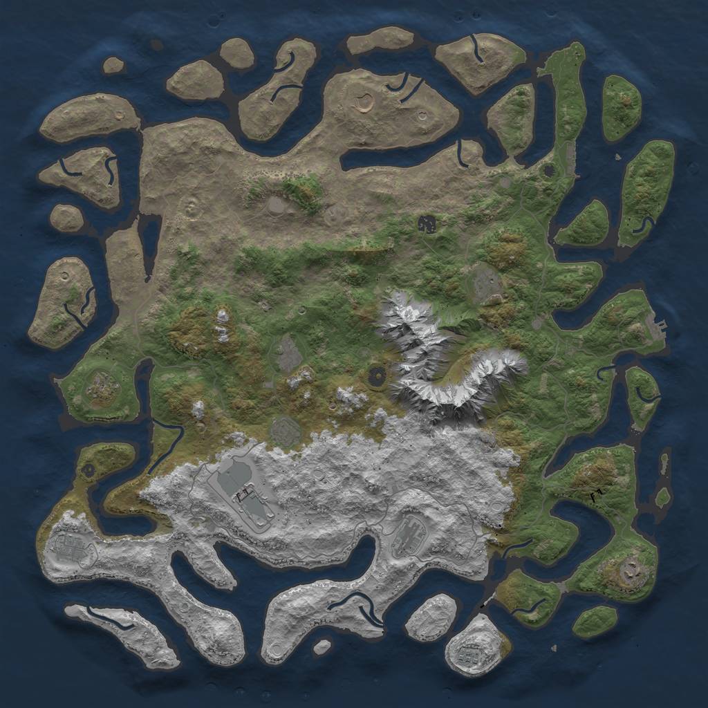 Rust Map: Procedural Map, Size: 5500, Seed: 593392554, 19 Monuments