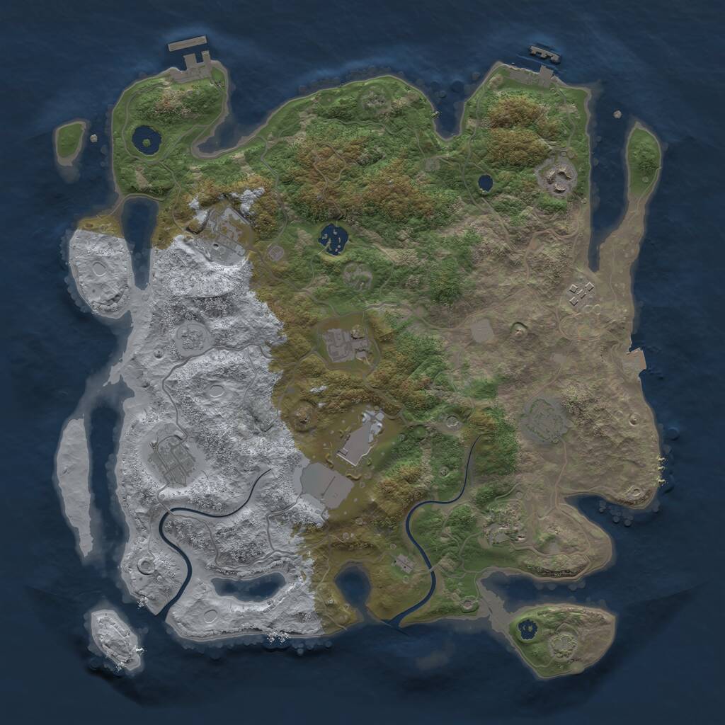 Rust Map: Procedural Map, Size: 3800, Seed: 6231, 15 Monuments