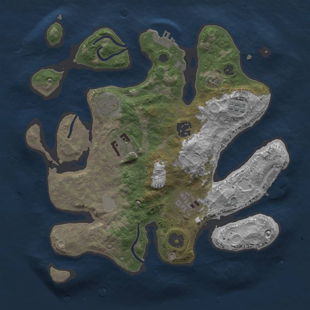 Rust Map: Procedural Map, Size: 3000, Seed: 752436, 12 Monuments