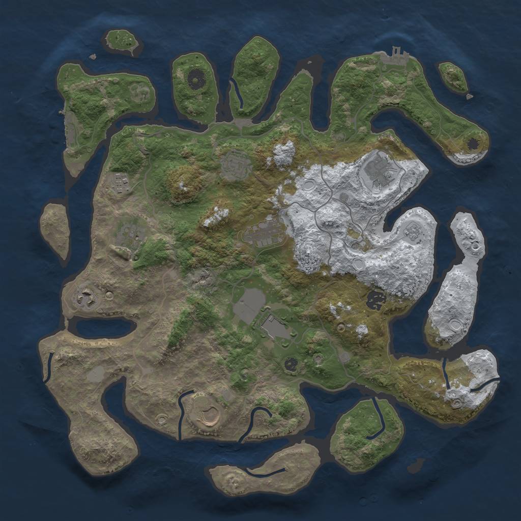 Rust Map: Procedural Map, Size: 4000, Seed: 395431, 18 Monuments