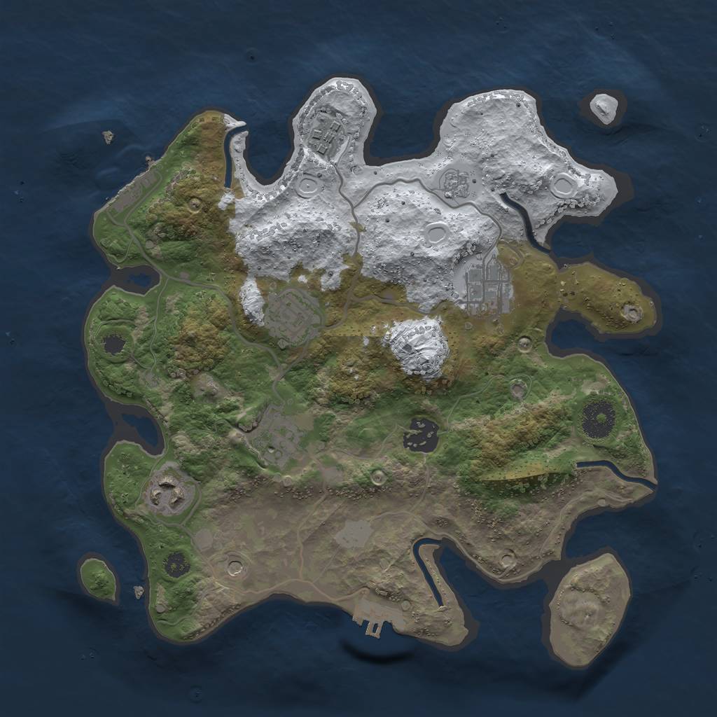 Rust Map: Procedural Map, Size: 3000, Seed: 101411, 15 Monuments