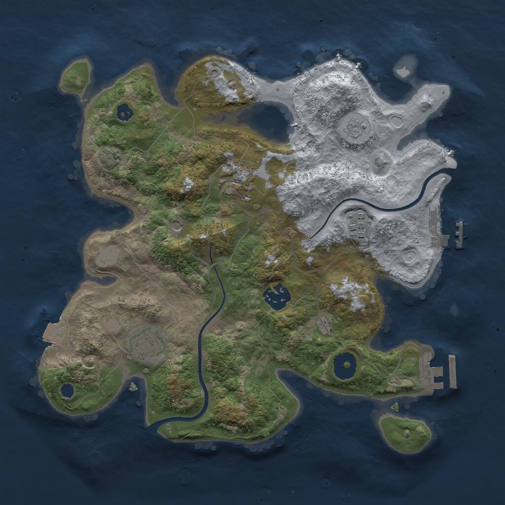 Rust Map: Procedural Map, Size: 3000, Seed: 697278, 10 Monuments