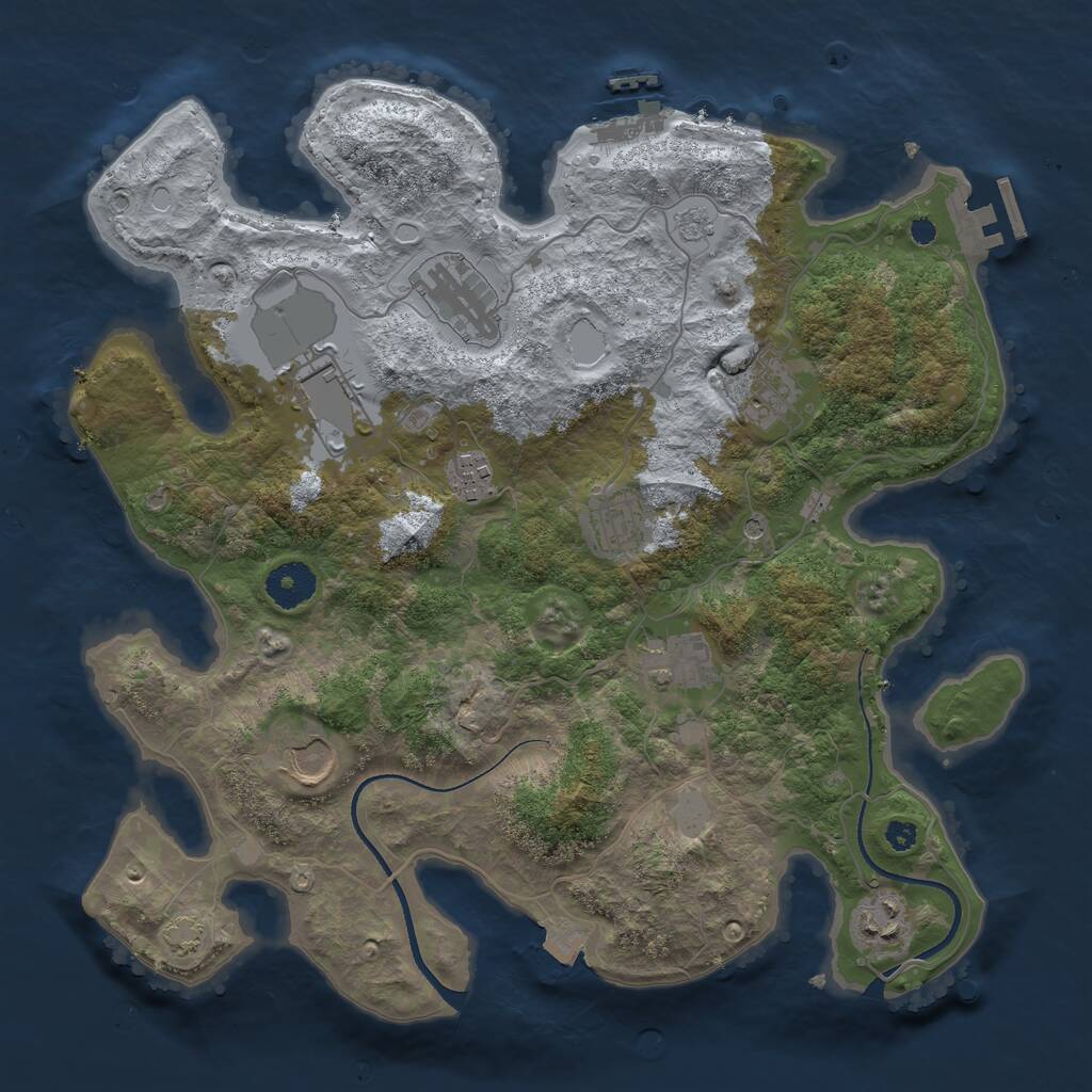 Rust Map: Procedural Map, Size: 3500, Seed: 1615193583, 14 Monuments