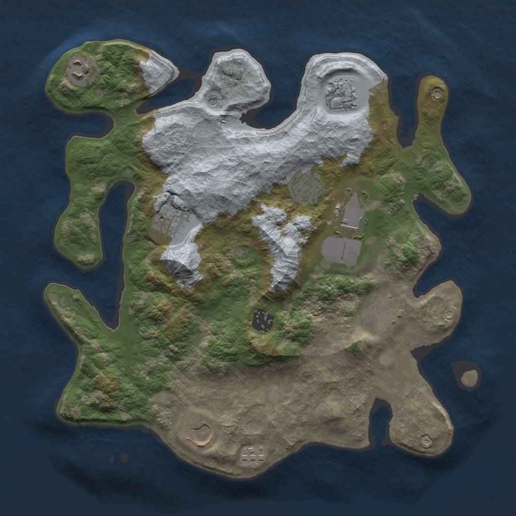 Rust Map: Barren, Size: 3500, Seed: 4157966, 12 Monuments
