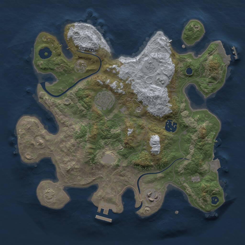 Rust Map: Procedural Map, Size: 3000, Seed: 853652, 9 Monuments