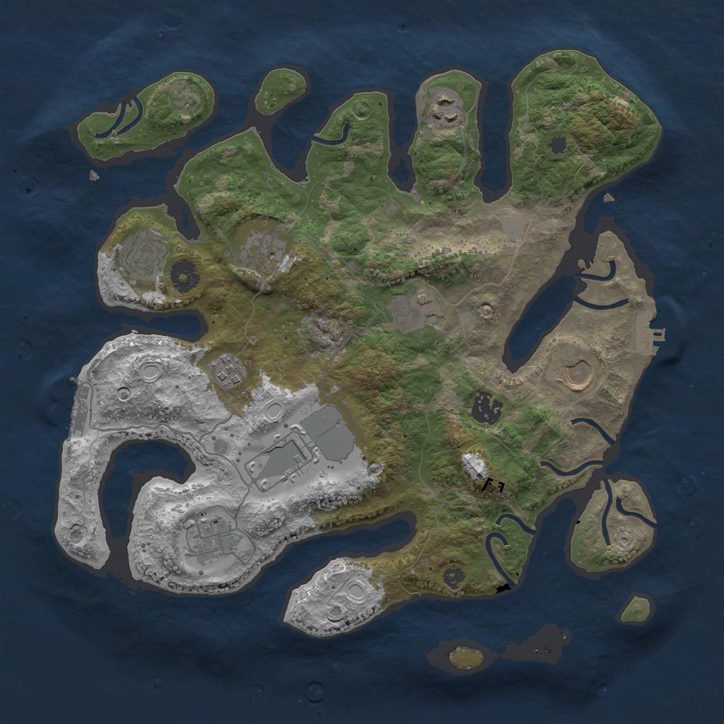 Rust Map: Procedural Map, Size: 3500, Seed: 9330855, 16 Monuments