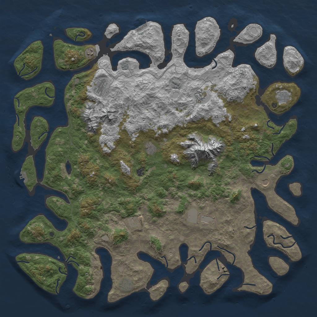 Rust Map: Procedural Map, Size: 6000, Seed: 2056605718, 19 Monuments