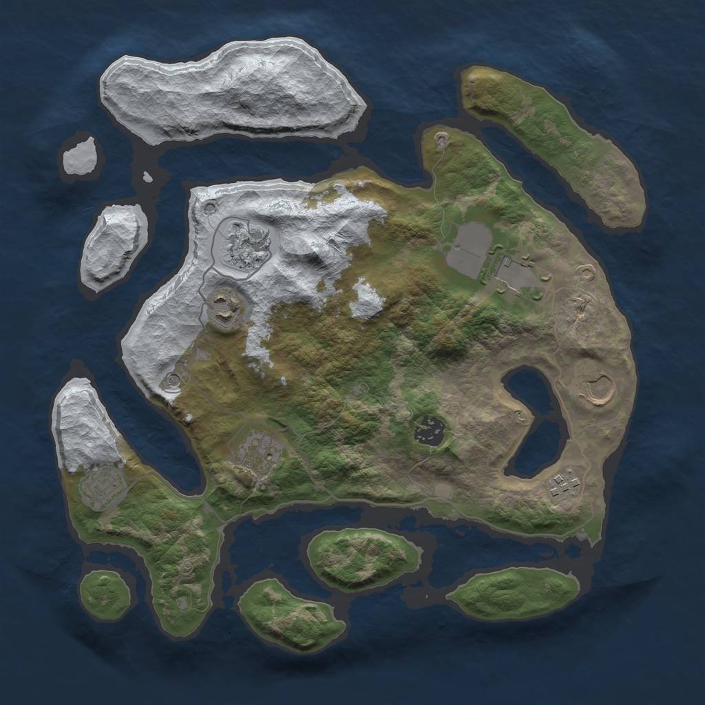 Rust Map: Barren, Size: 3500, Seed: 55, 11 Monuments