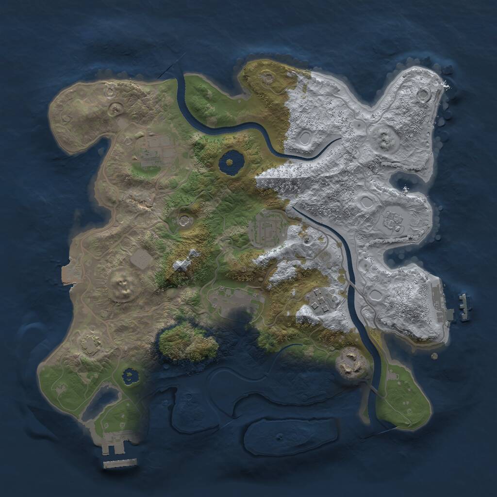 Rust Map: Procedural Map, Size: 3000, Seed: 1056479577, 11 Monuments