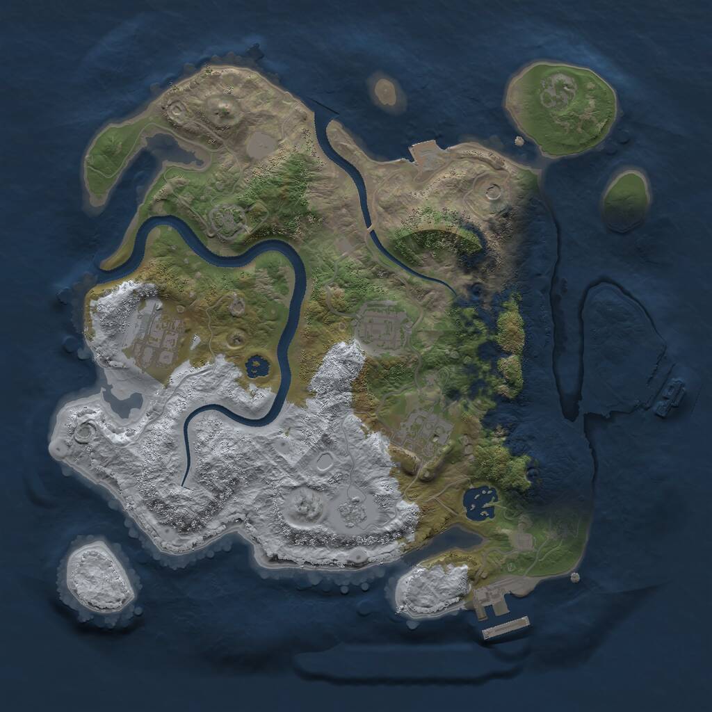 Rust Map: Procedural Map, Size: 3000, Seed: 101863199, 10 Monuments