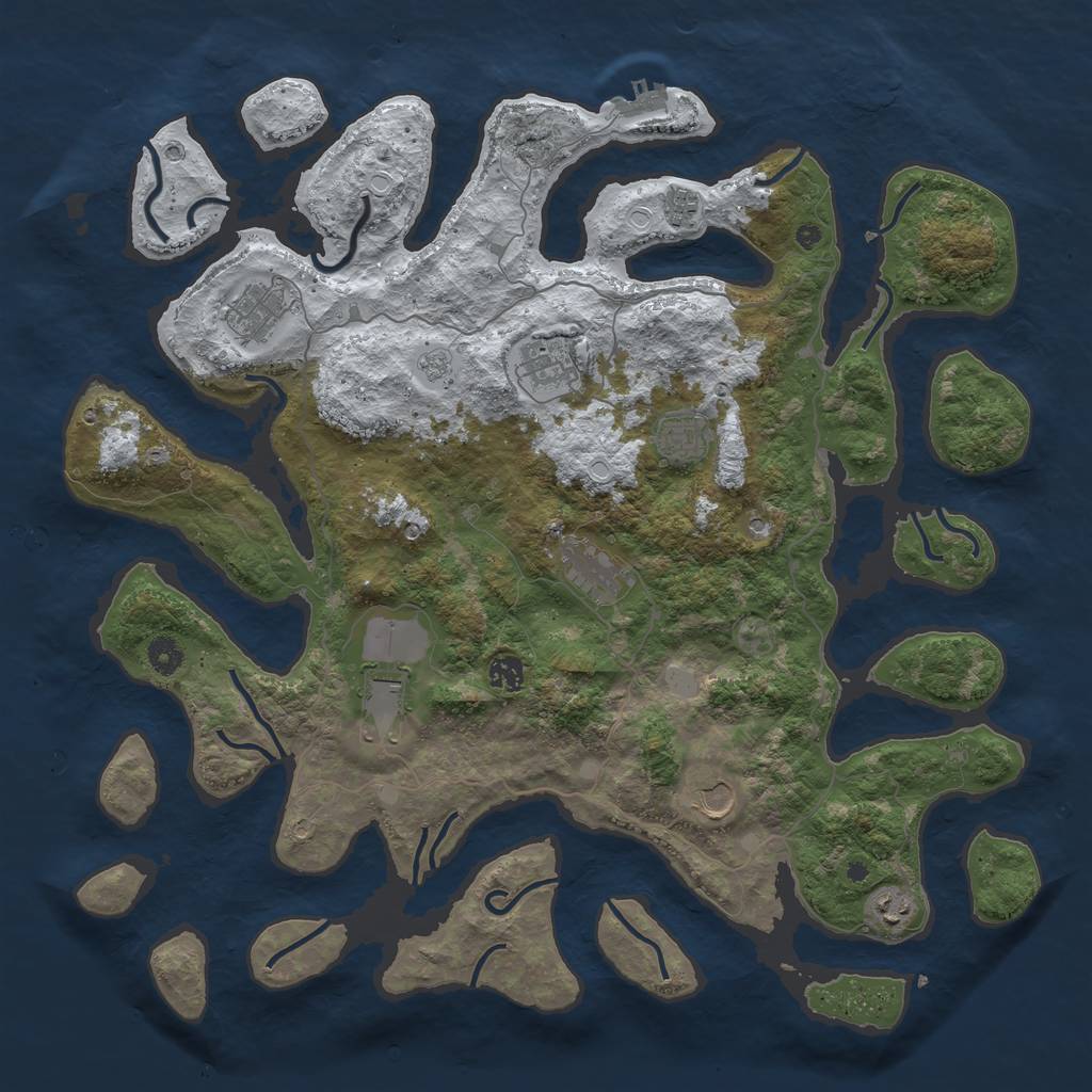 Rust Map: Procedural Map, Size: 4500, Seed: 461396675, 17 Monuments