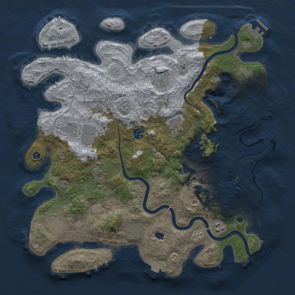 Rust Map: Procedural Map, Size: 4000, Seed: 885005, 16 Monuments