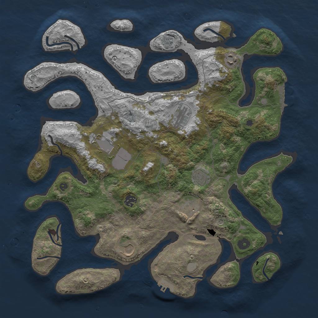 Rust Map: Procedural Map, Size: 4000, Seed: 885005, 16 Monuments