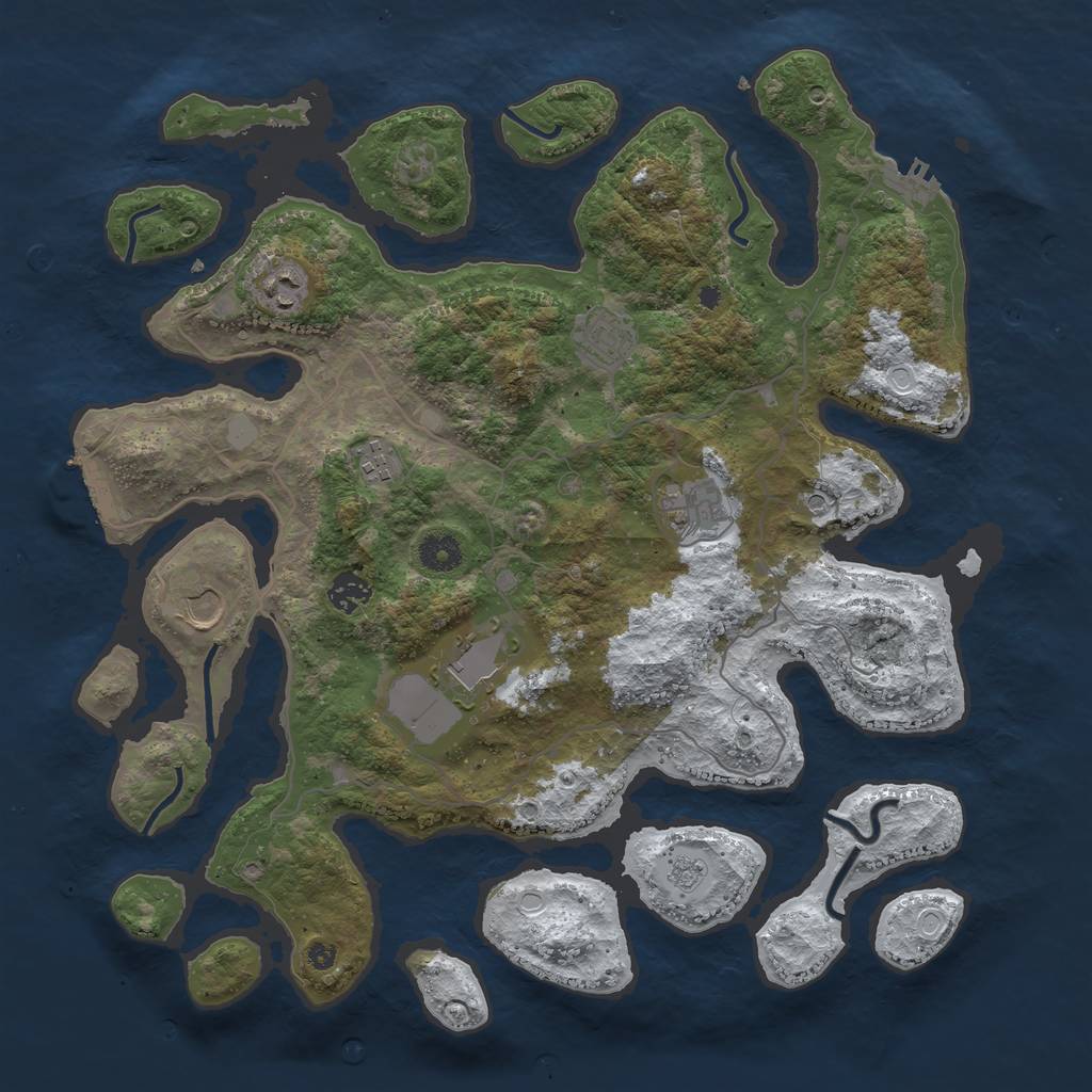 Rust Map: Procedural Map, Size: 4000, Seed: 427830, 16 Monuments