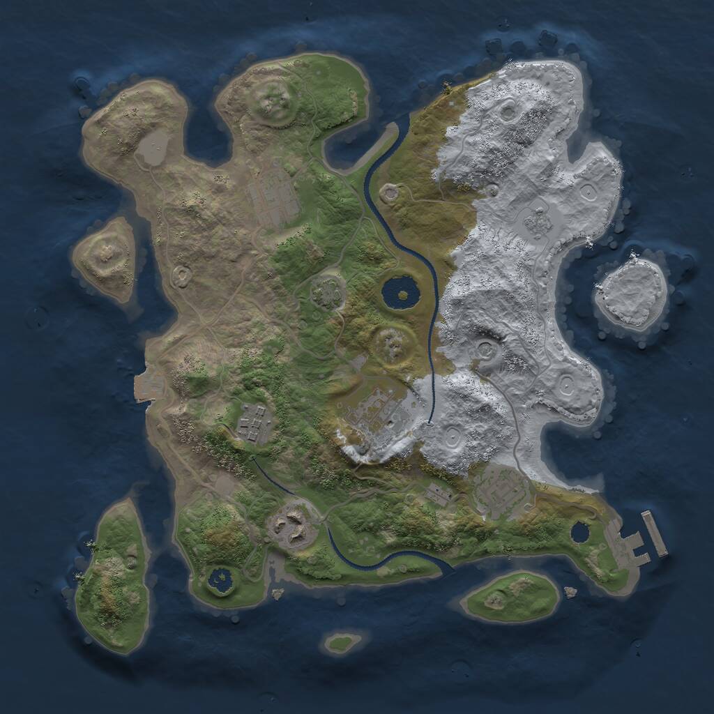 Rust Map: Procedural Map, Size: 3000, Seed: 221697, 10 Monuments