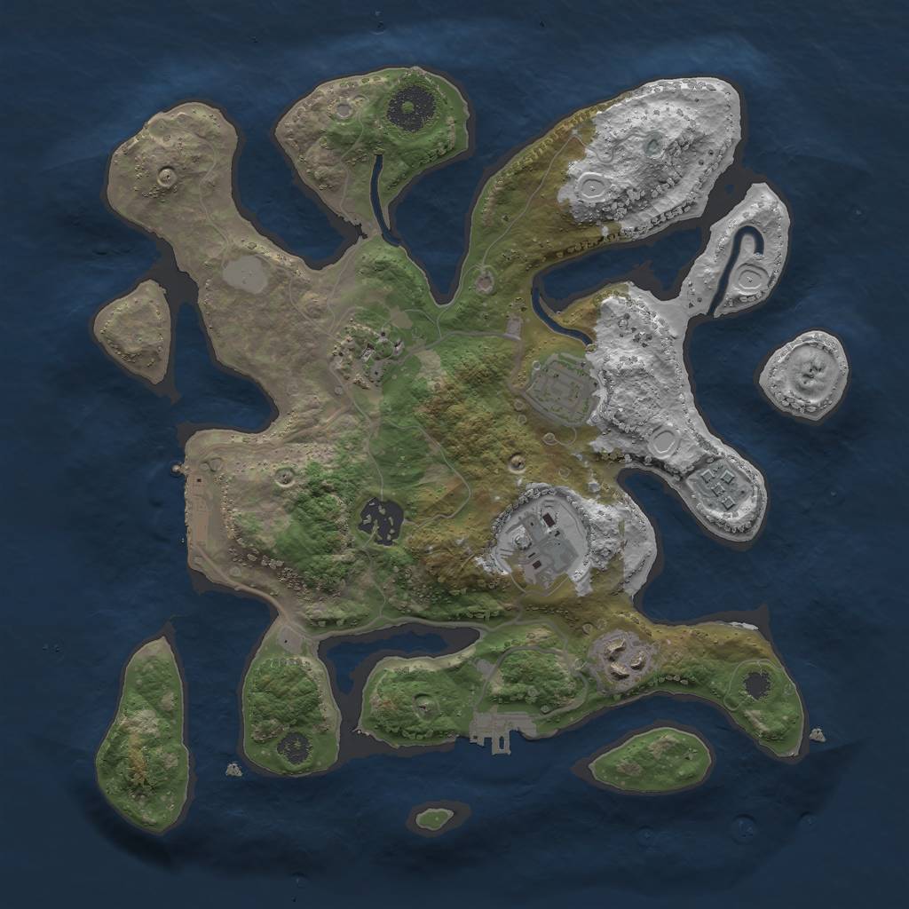 Rust Map: Procedural Map, Size: 3000, Seed: 221697, 13 Monuments