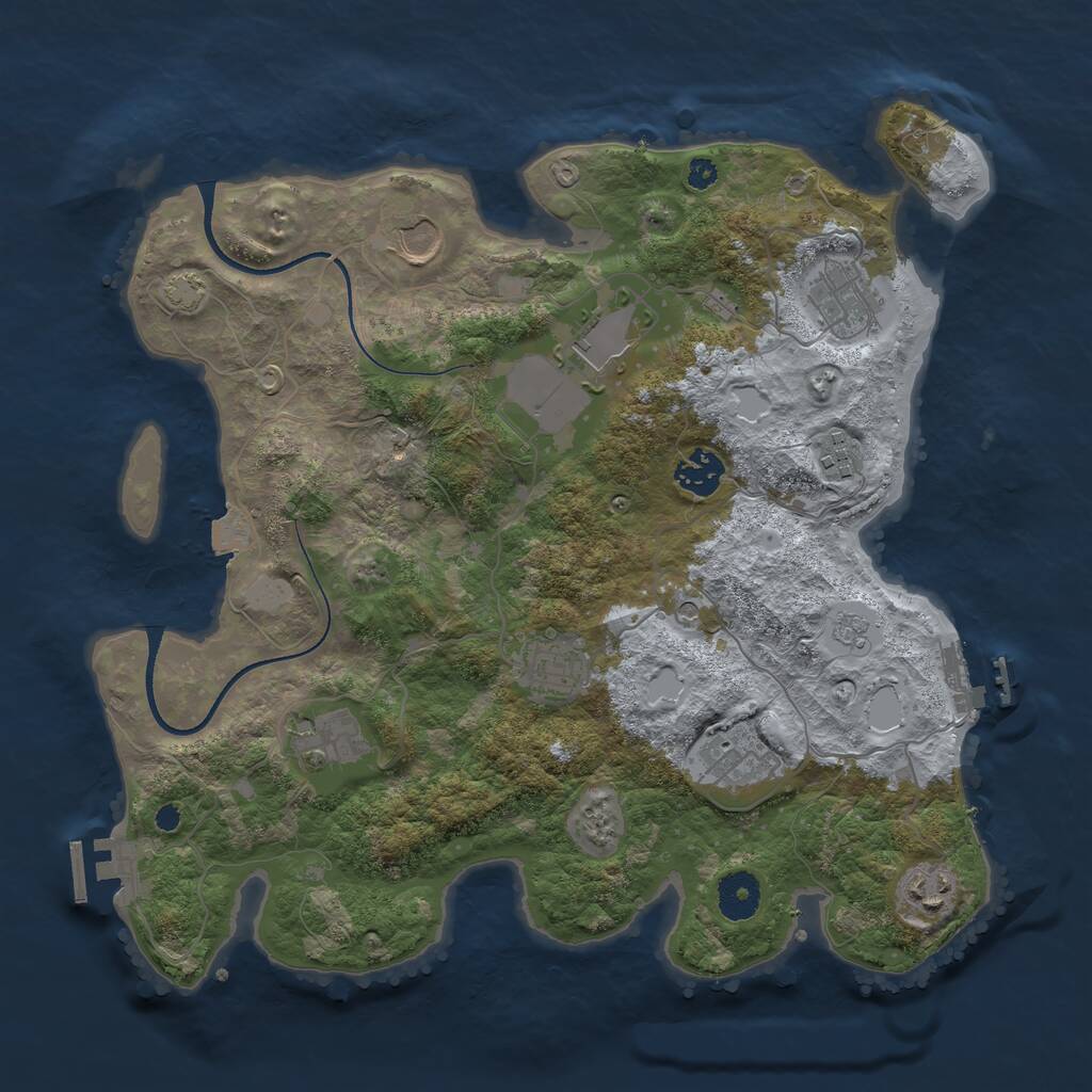Rust Map: Procedural Map, Size: 3550, Seed: 76612, 15 Monuments