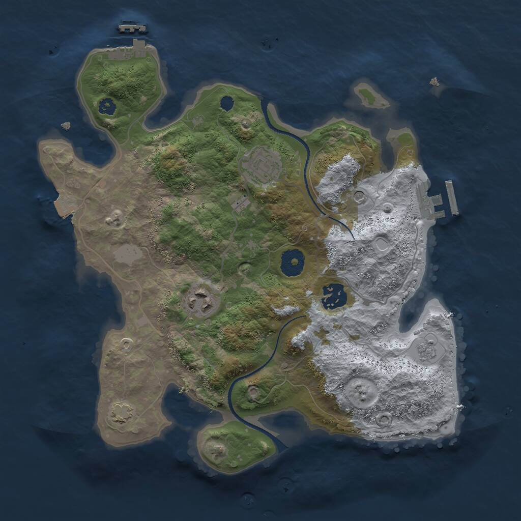 Rust Map: Procedural Map, Size: 3000, Seed: 1974618537, 9 Monuments