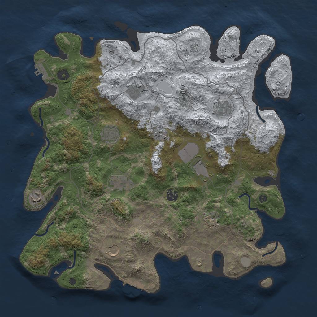 Rust Map: Procedural Map, Size: 4000, Seed: 42038, 19 Monuments