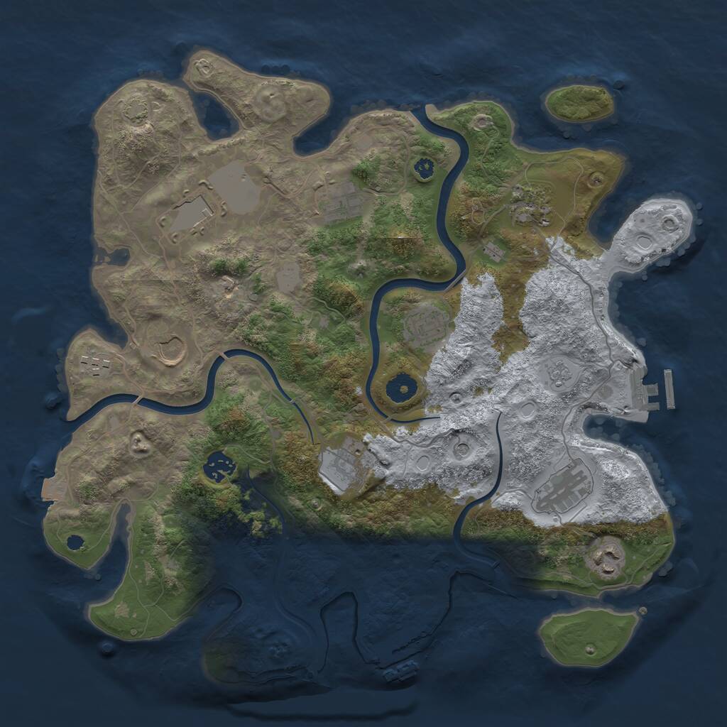 Rust Map: Procedural Map, Size: 3700, Seed: 76697, 16 Monuments