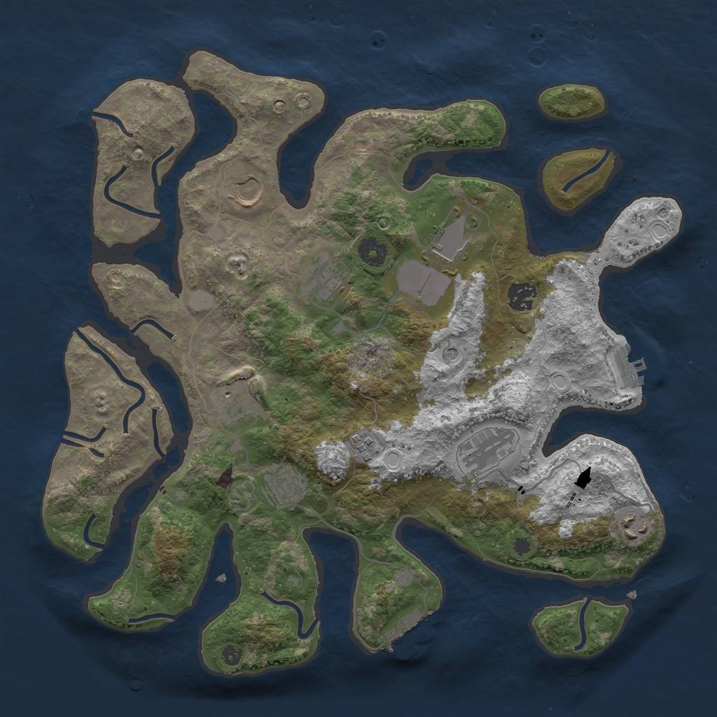 Rust Map: Procedural Map, Size: 3700, Seed: 76697, 17 Monuments