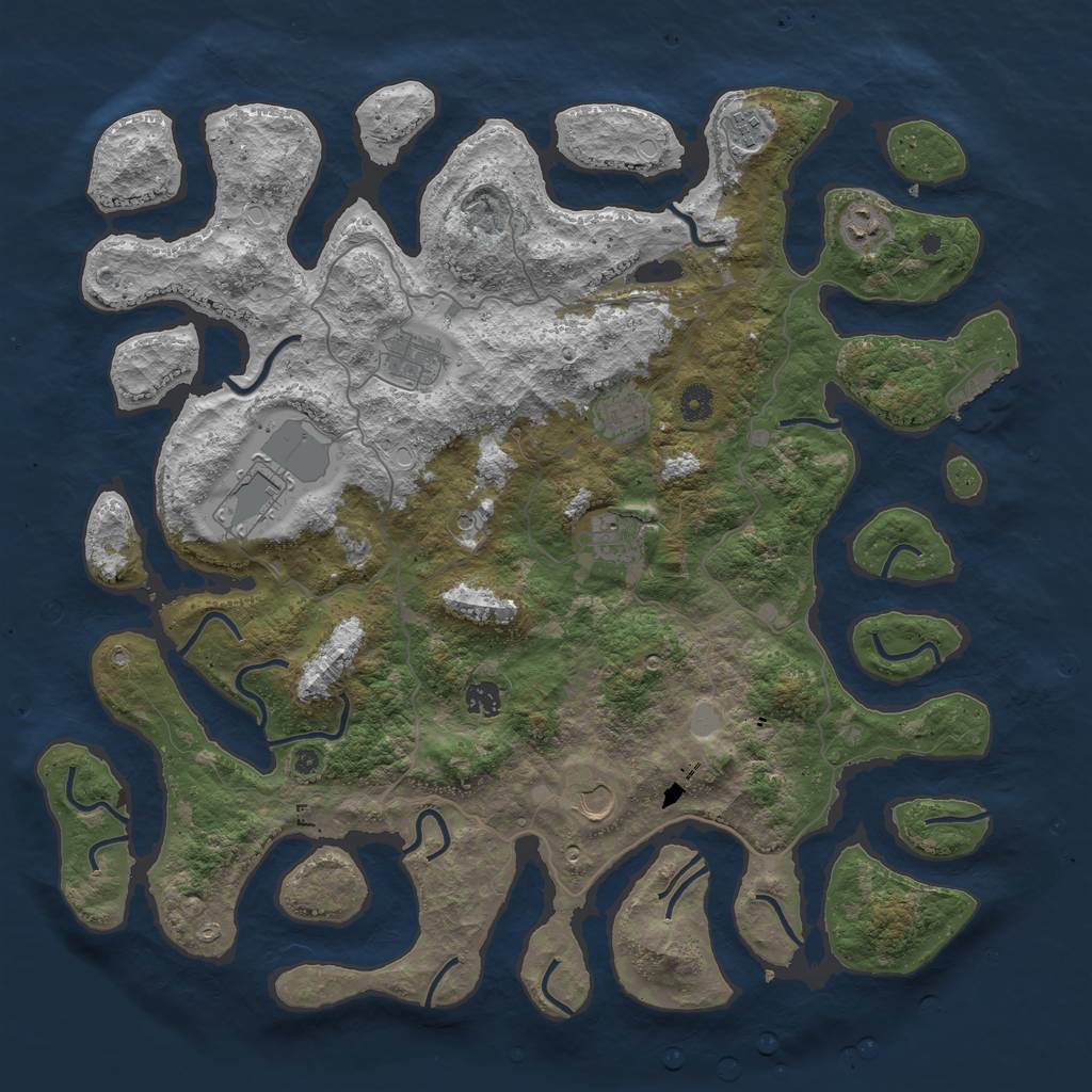 Rust Map: Procedural Map, Size: 4500, Seed: 819086594, 15 Monuments