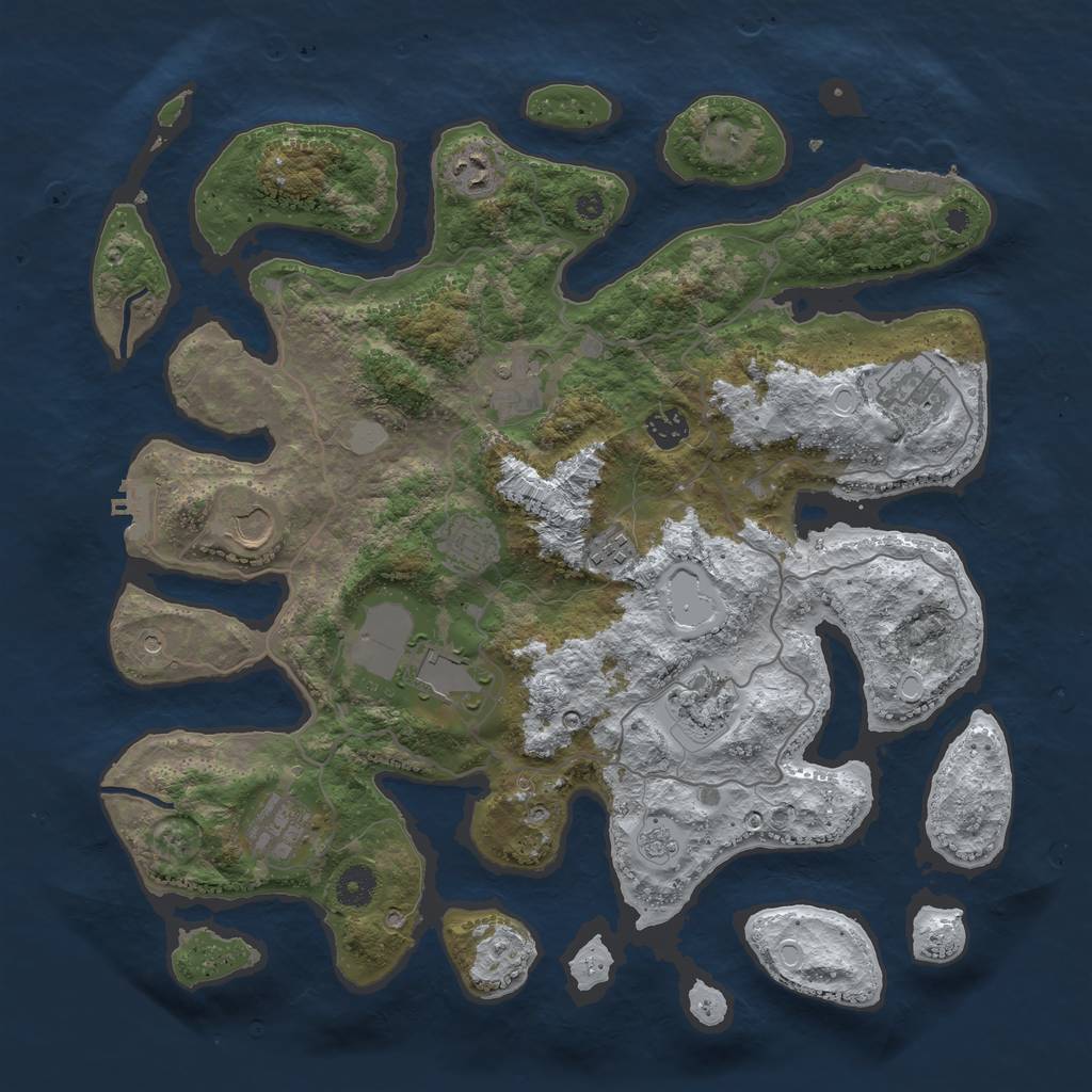 Rust Map: Procedural Map, Size: 4000, Seed: 448431, 19 Monuments