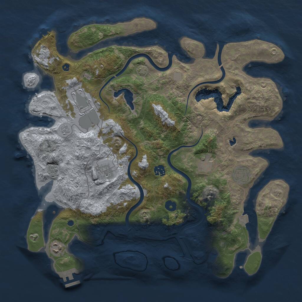 Rust Map: Procedural Map, Size: 4000, Seed: 322792, 12 Monuments