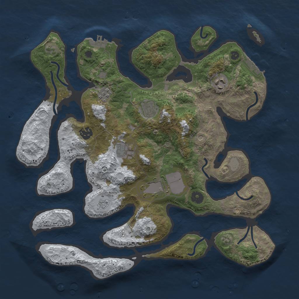 Rust Map: Procedural Map, Size: 3600, Seed: 945349403, 15 Monuments