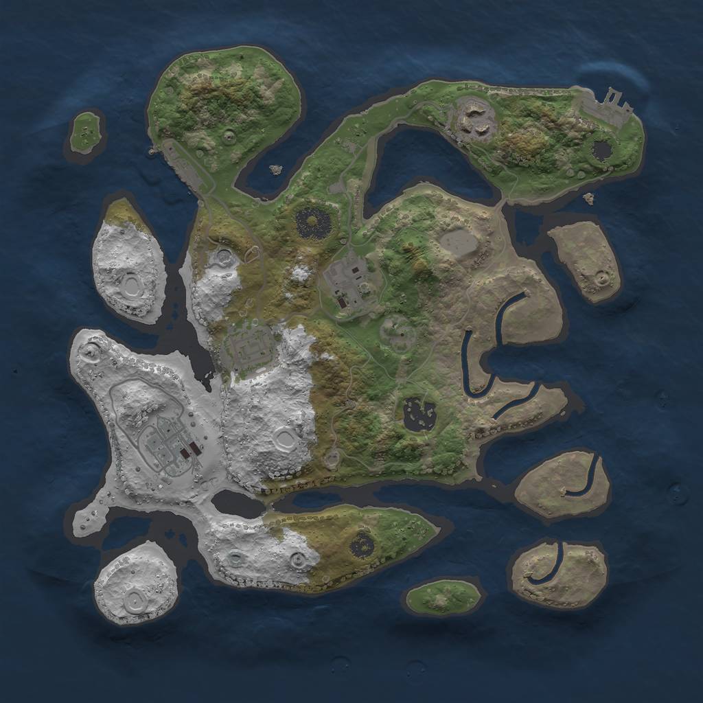 Rust Map: Procedural Map, Size: 3000, Seed: 557023, 13 Monuments