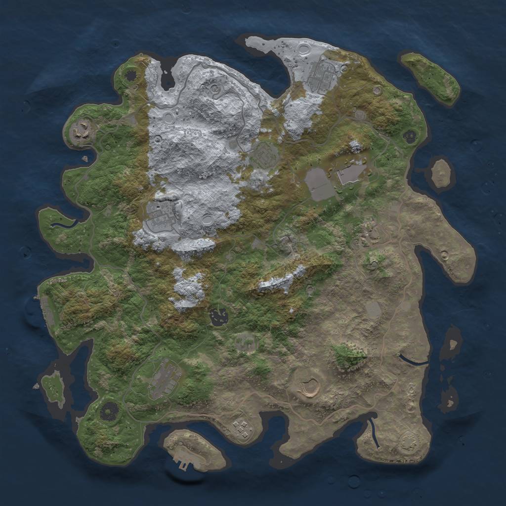 Rust Map: Procedural Map, Size: 4000, Seed: 708325313, 17 Monuments