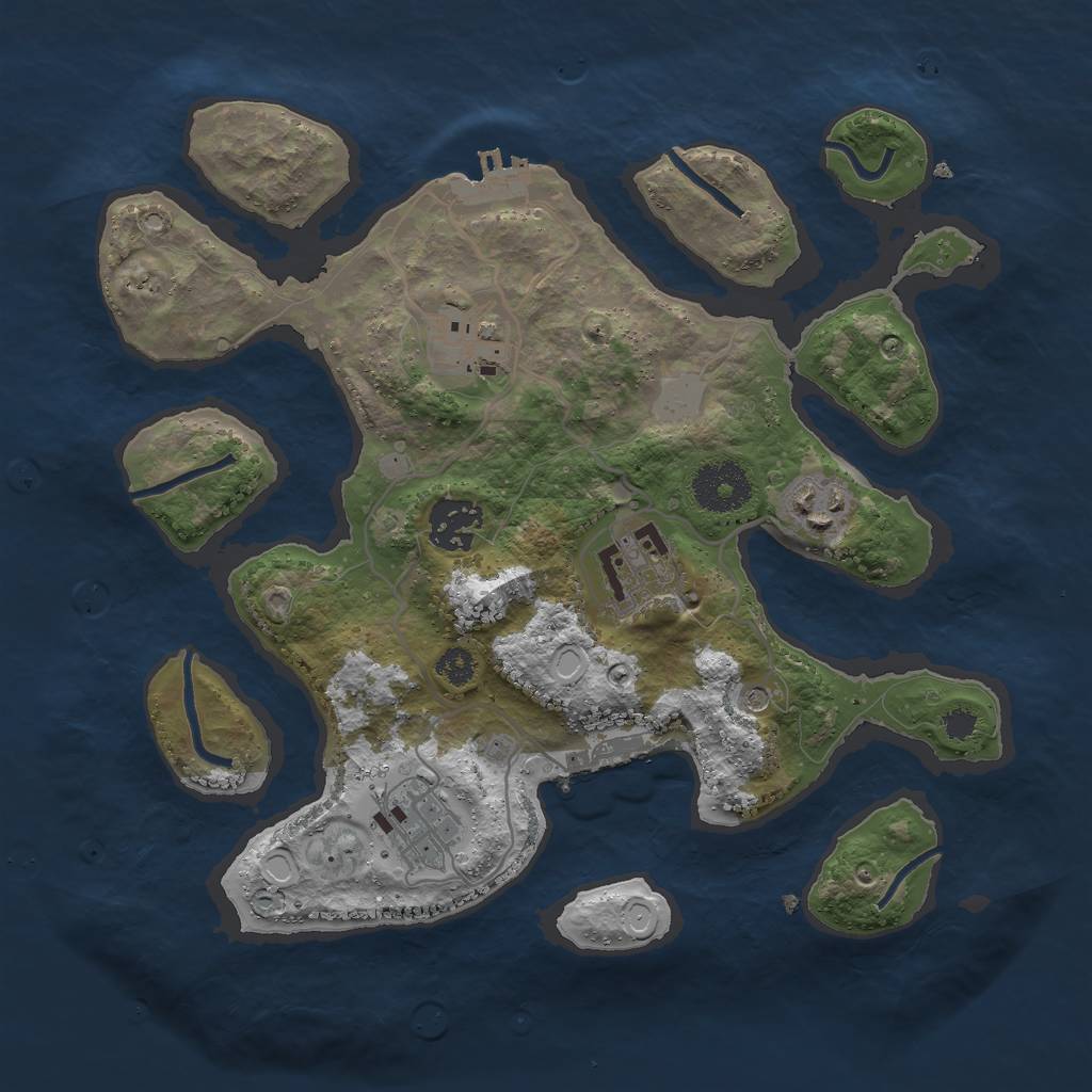 Rust Map: Procedural Map, Size: 3000, Seed: 117891, 13 Monuments