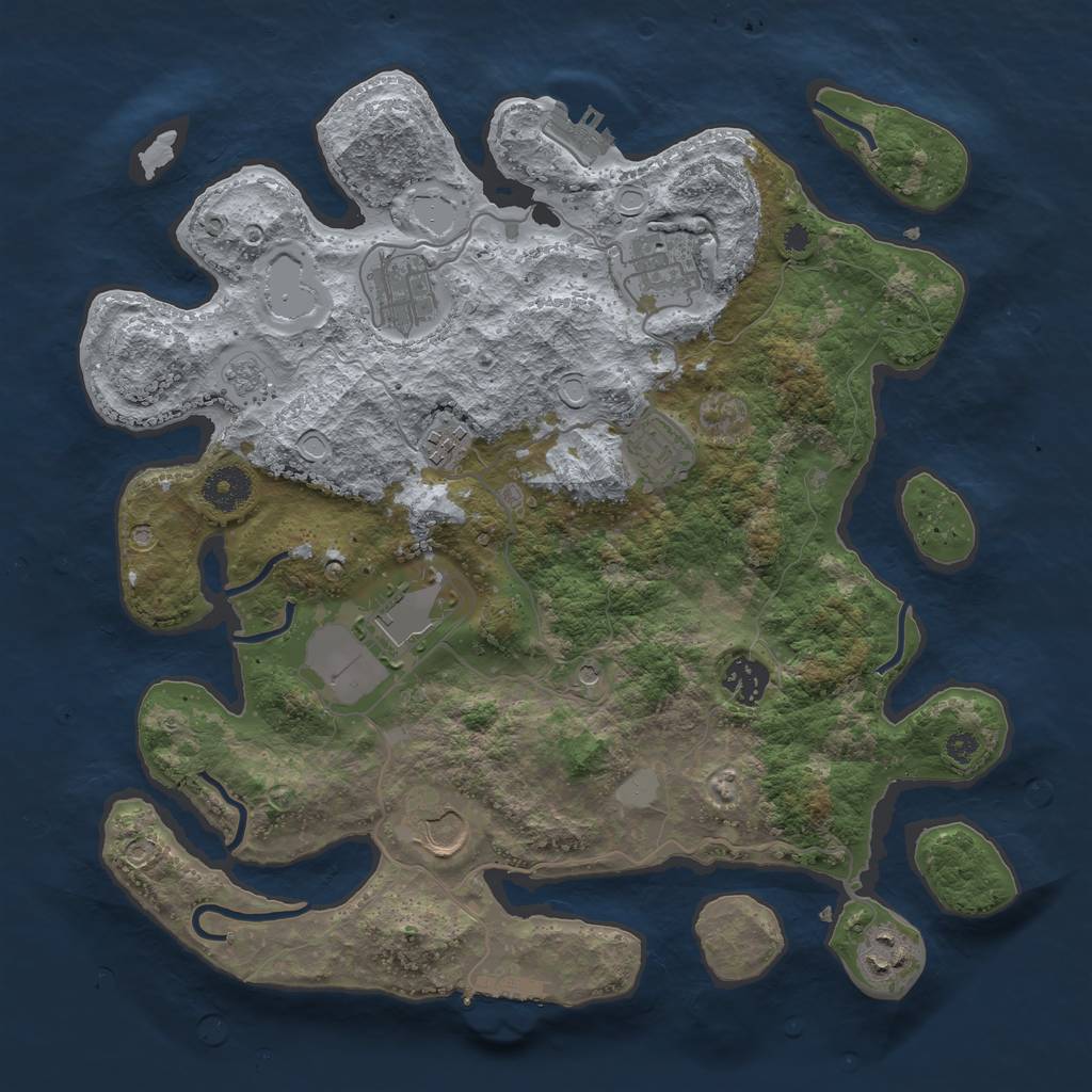 Rust Map: Procedural Map, Size: 3550, Seed: 270100, 15 Monuments