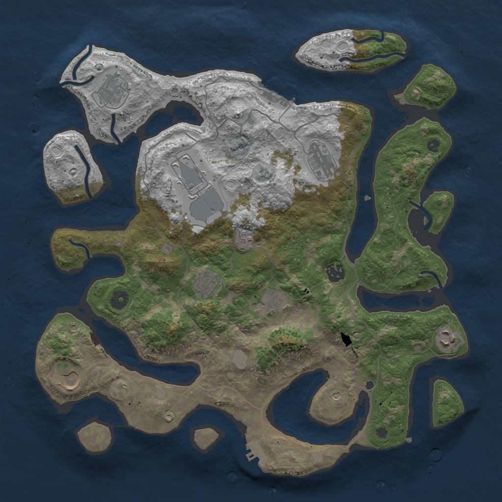 Rust Map: Procedural Map, Size: 4000, Seed: 220972, 17 Monuments