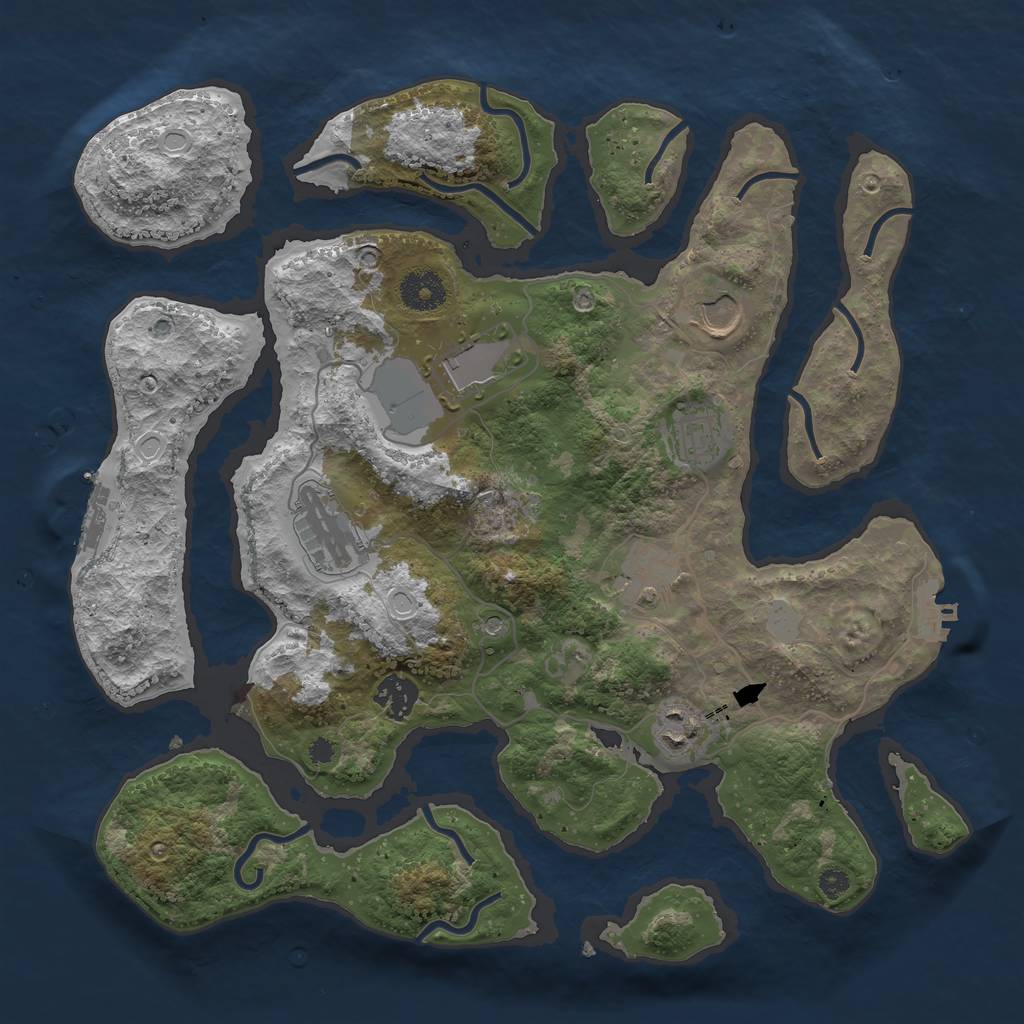 Rust Map: Procedural Map, Size: 3550, Seed: 660214, 15 Monuments