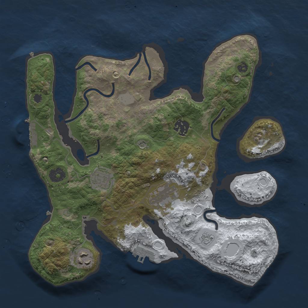 Rust Map: Procedural Map, Size: 3000, Seed: 2017978493, 13 Monuments