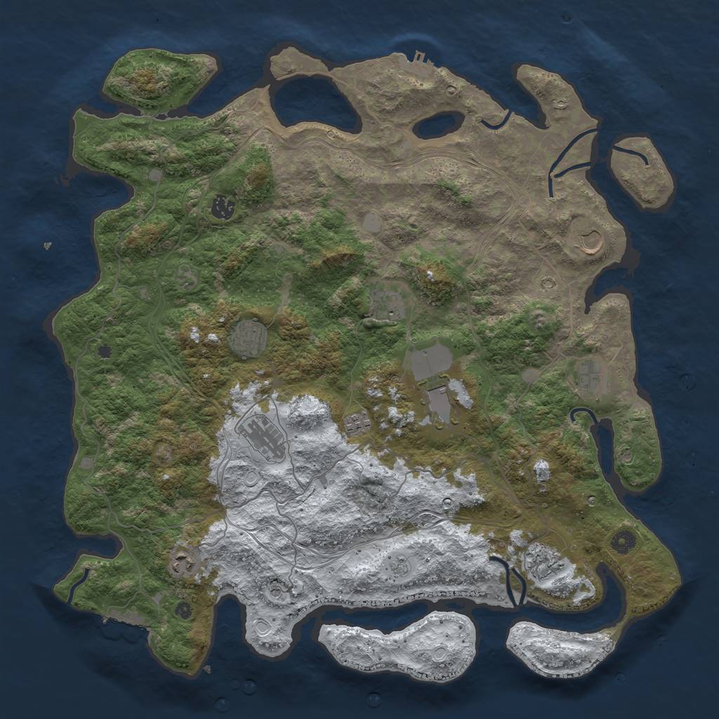 Rust Map: Procedural Map, Size: 4500, Seed: 2541036, 19 Monuments