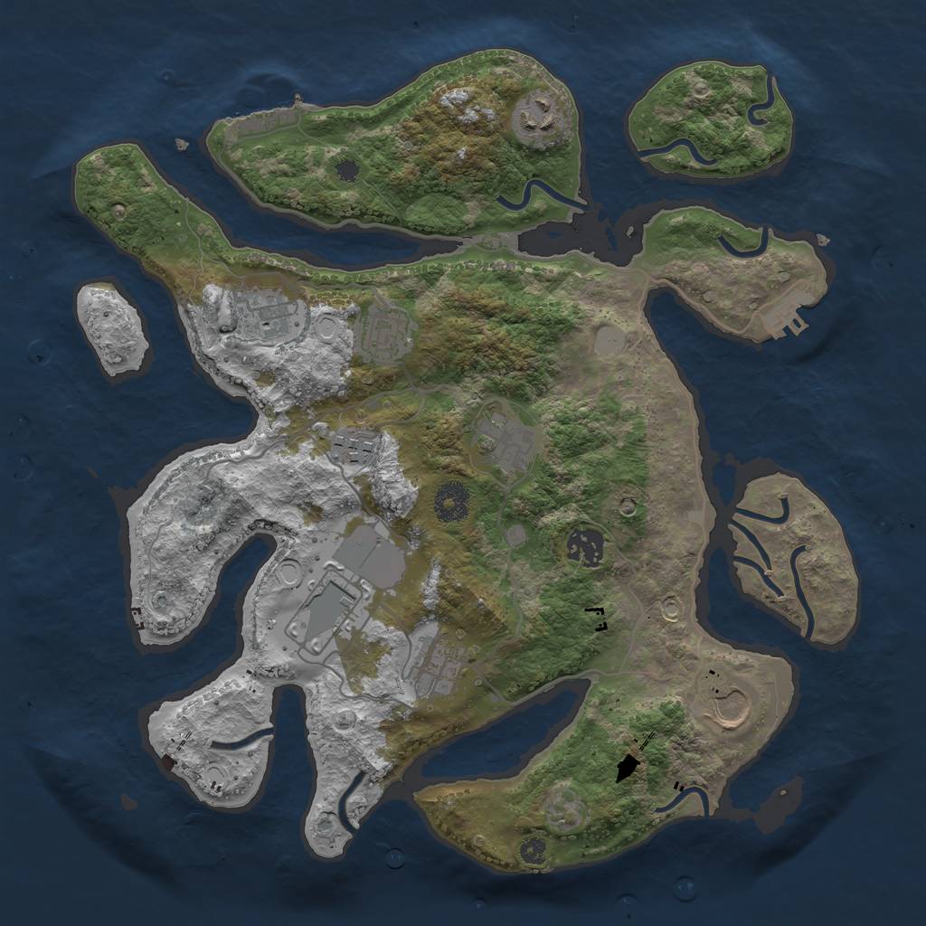 Rust Map: Procedural Map, Size: 3550, Seed: 883345, 16 Monuments