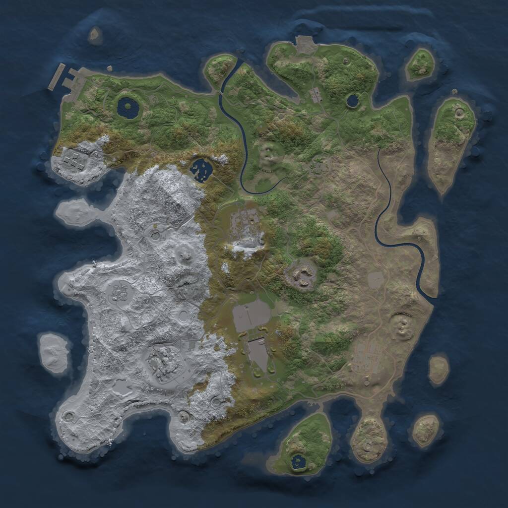 Rust Map: Procedural Map, Size: 3500, Seed: 18549, 12 Monuments