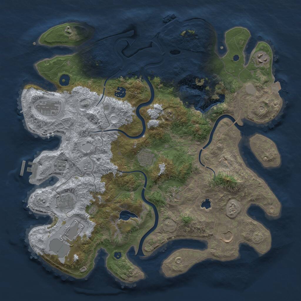 Rust Map: Procedural Map, Size: 4000, Seed: 838847, 15 Monuments