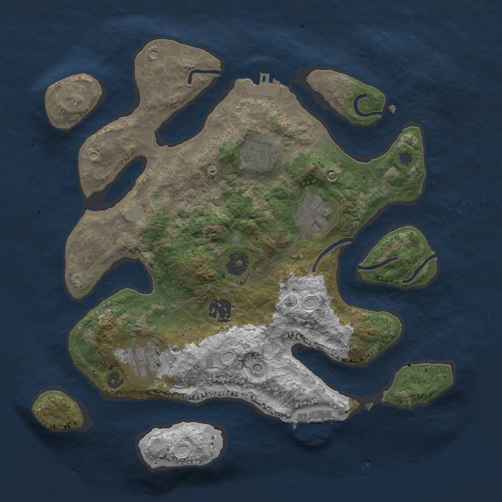 Rust Map: Procedural Map, Size: 3200, Seed: 12344, 12 Monuments