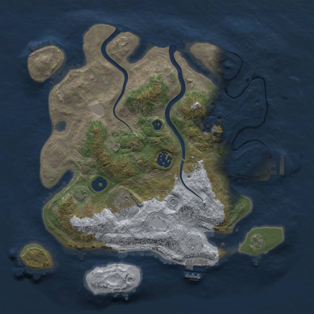 Rust Map: Procedural Map, Size: 3200, Seed: 12344, 9 Monuments