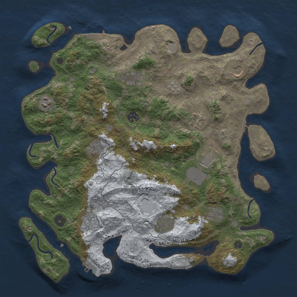 Rust Map: Procedural Map, Size: 4000, Seed: 277127, 20 Monuments