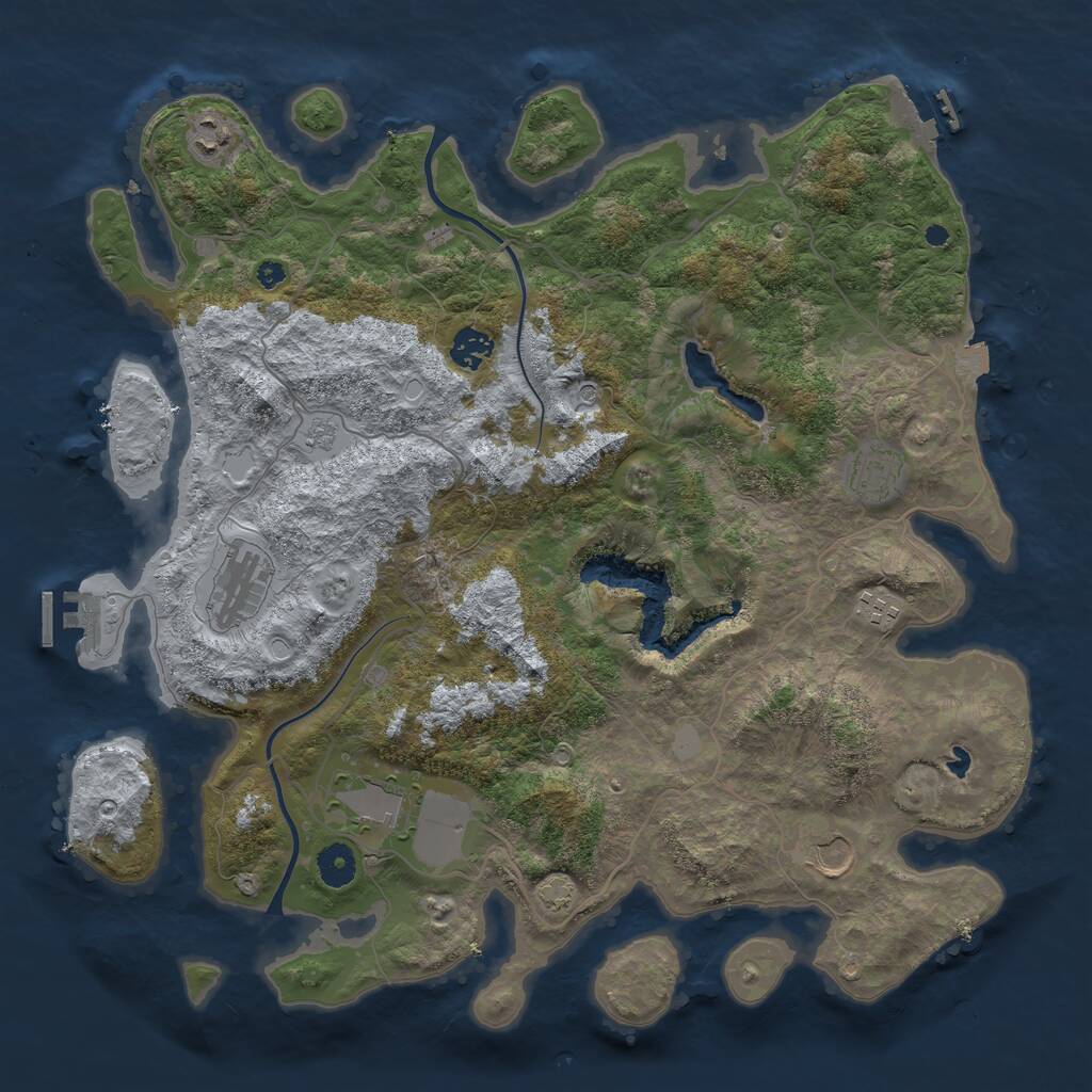 Rust Map: Procedural Map, Size: 4000, Seed: 58352553, 13 Monuments